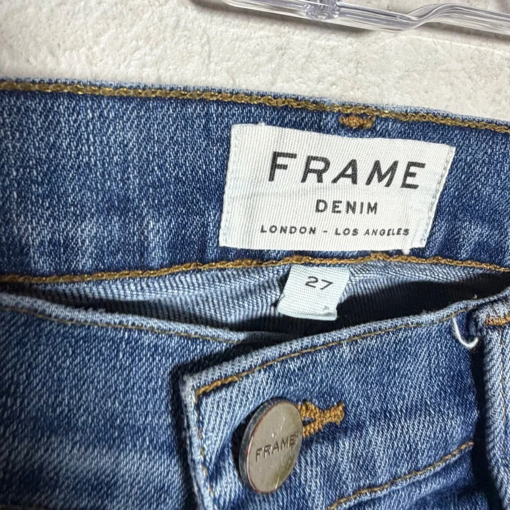 Frame Denim Le Garcon‎ Slim Boyfriend Jeans Blue Distressed LGJ403 Womens 27
